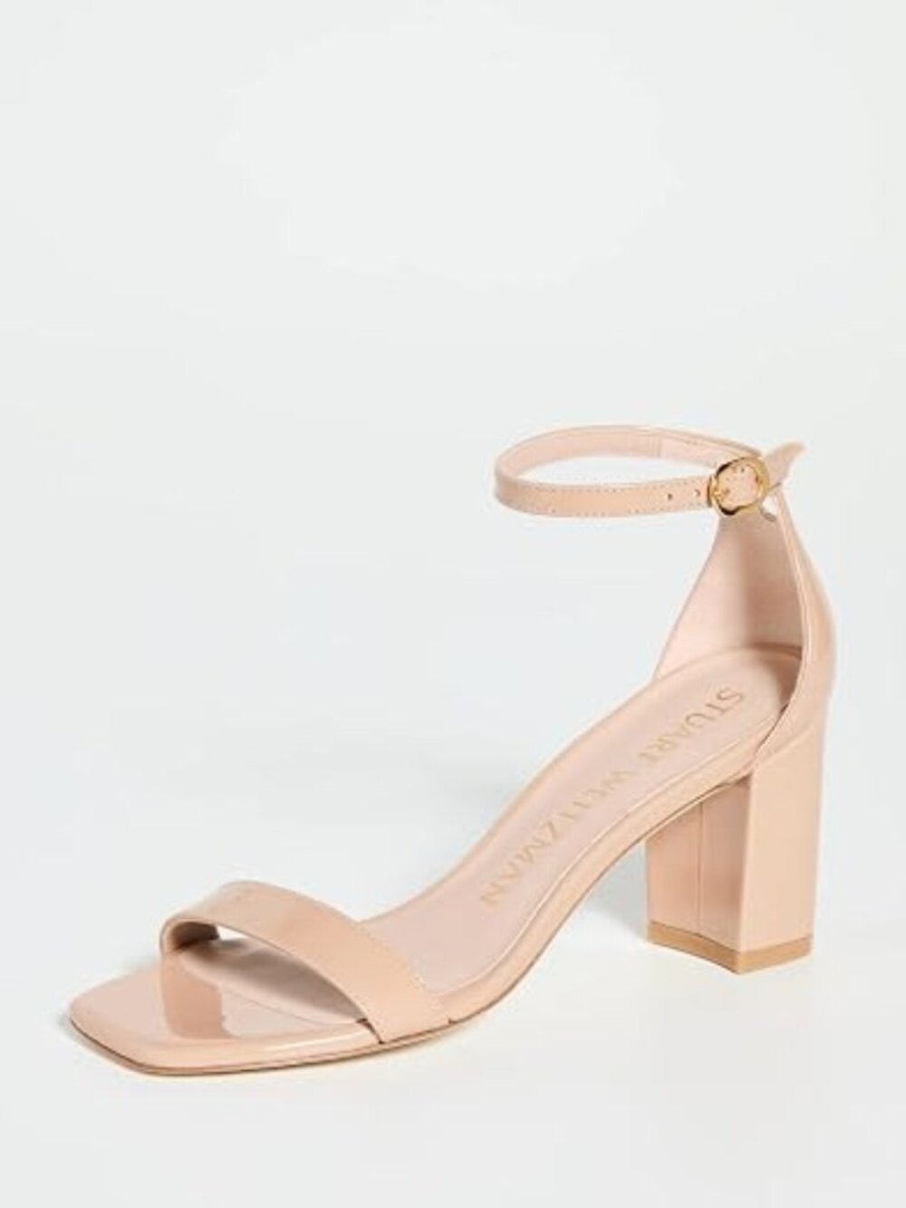 Stuart Weitzman Women's Nudist curve 75 Block Sandals, Adobe, Tan, 9.5 Medium